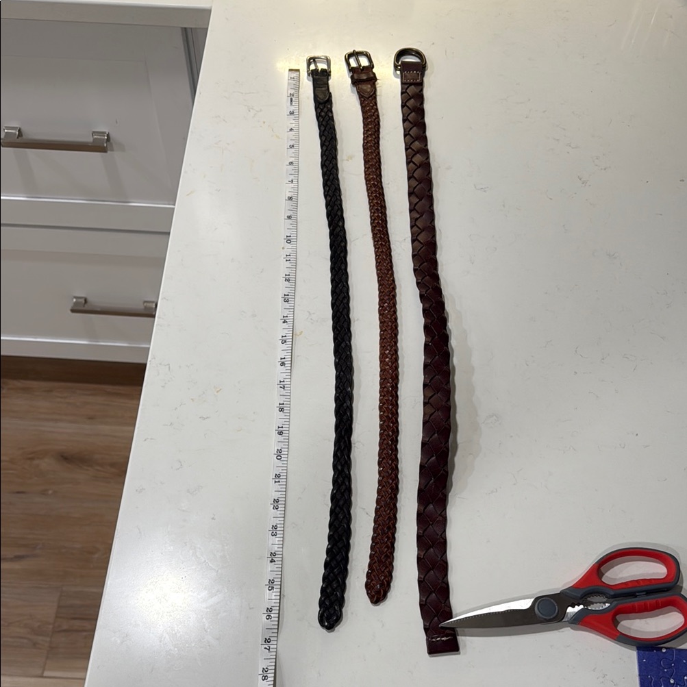 Vintage Classic Black And Brown Leather Belts With Buckles
